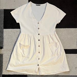 Off White Button-Down Dress